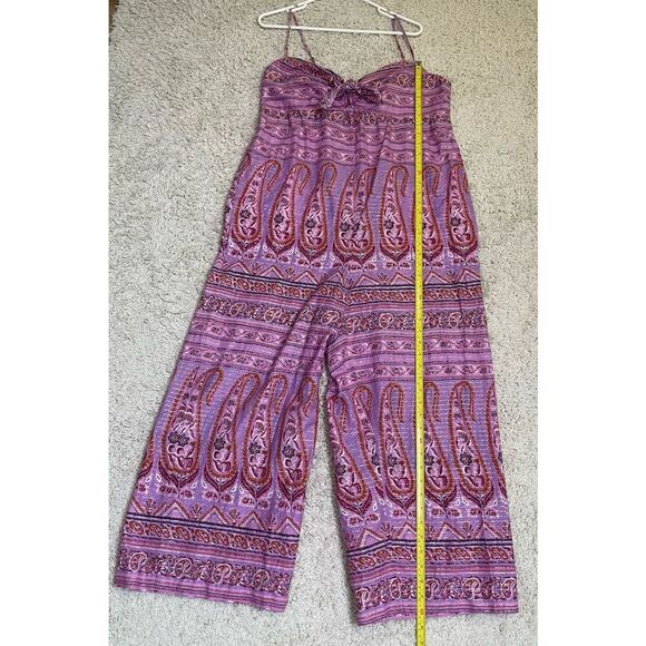 J. Crew Point Sur Size 14 Jumpsuit Romper Wide Leg Crop Pink Paisley Cotton - Picture 10 of 16